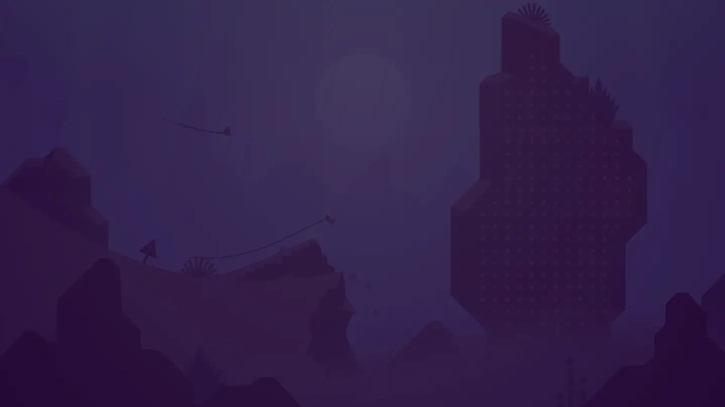 Fundo com um cânone de Alto's Odyssey em tons de violeta