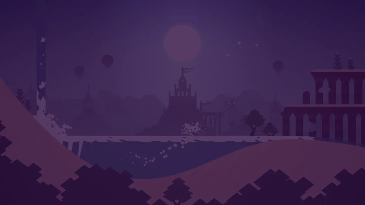 Paisagem de deserto de Alto's Odyssey em tons violeta