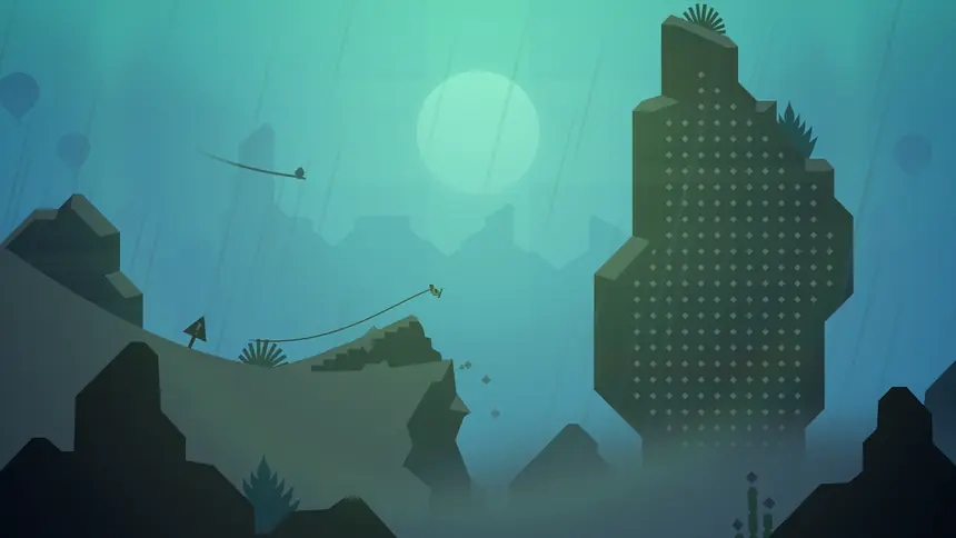 Cânone verde com chuva fina em Alto's Odyssey