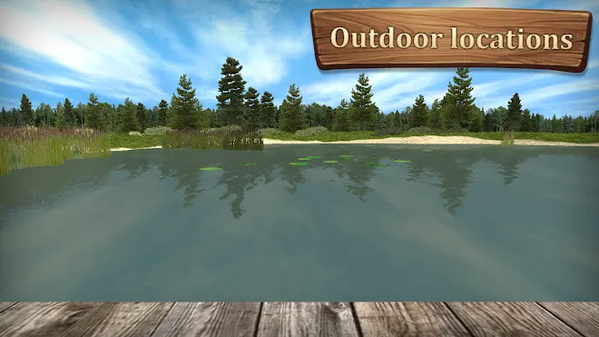 Captura de True Fishing 2 com um pescador numa margem ao entardecer